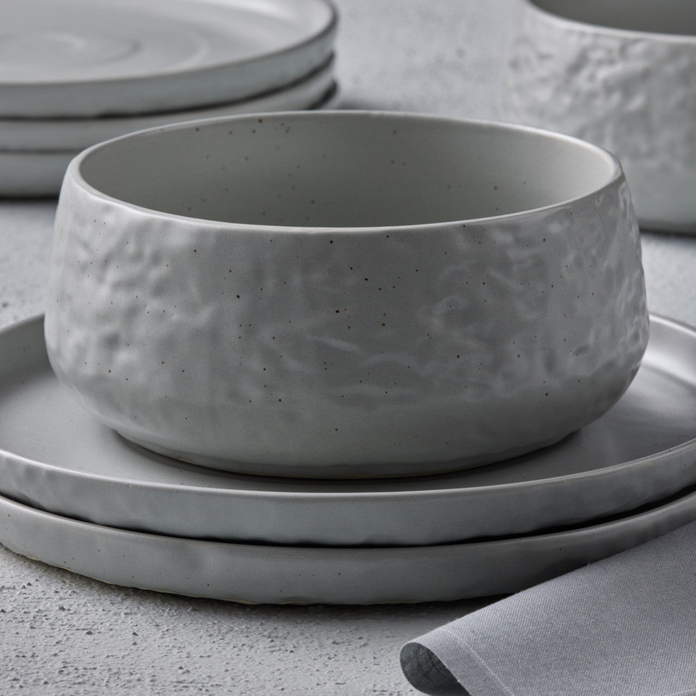 Stone by Mercer Project SHOSAI Stoneware 16 Piece Dinnerware Set, Grey