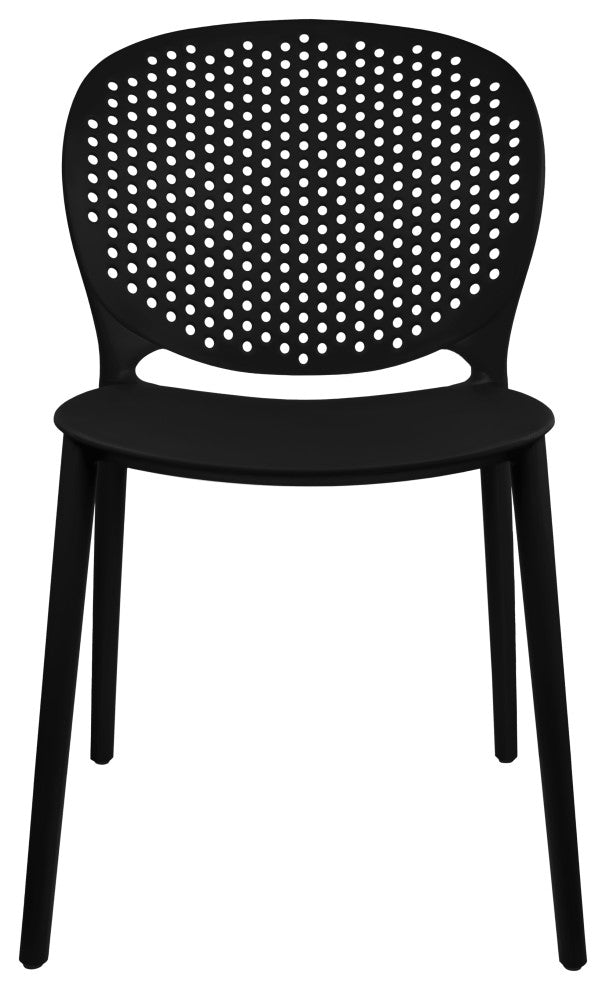Stackable Plastic Armless Side Dining Chairs Fully Assembled Set of 2, Black