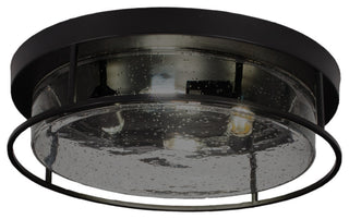 18" 4-Light Flush Mount Light, Matte Black/Clear Bubble