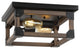Cheshire 13" 2-Light Iron Rustic LED Flush Mount, Brown and Black