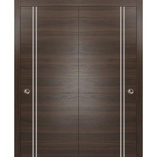 Bypass Doors 60 x 96 | Planum 0310 Chocolate Ash with  | Sturdy Rails