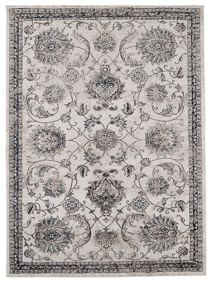 LNC Indoor Vintage Distressed Polyester Mat Area Rug for Living Room, 5' X 7'