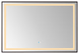 Horizontal Rectangular LED Wall Mount Bathroom Mirror, Black, 36"