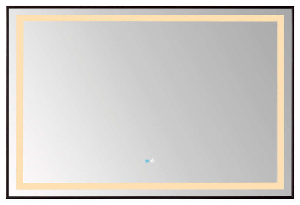 Horizontal Rectangular LED Wall Mount Bathroom Mirror, Black, 36"