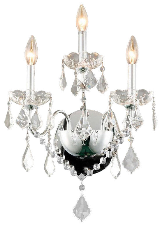 Elegant St. Francis Wall Sconce, Chrome Finish With Royal Cut Crystal