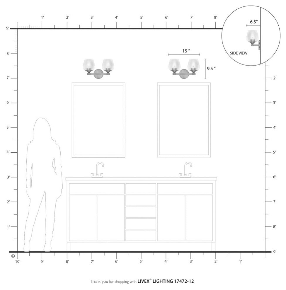 Willow 2 Light Satin Brass Vanity Sconce