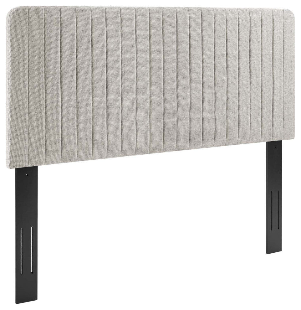 Milenna Channel Tufted Upholstered Fabric Twin Headboard Oatmeal