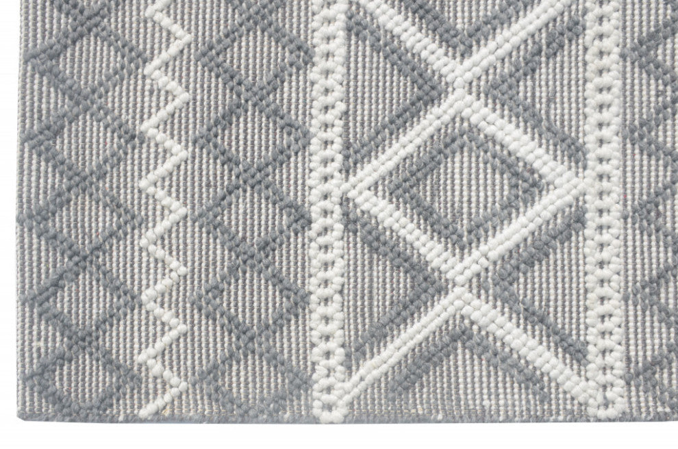 6"x9" Gray Ivory Diamonds Boho Chic Area Rug