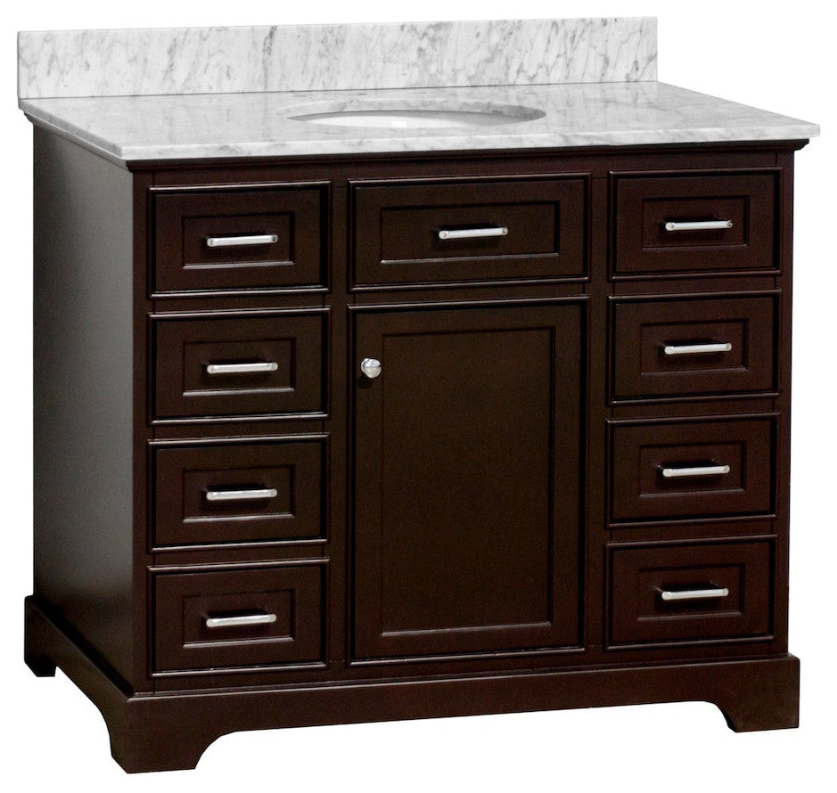 Aria 42" Bathroom Vanity, Chocolate, Carrara Marble