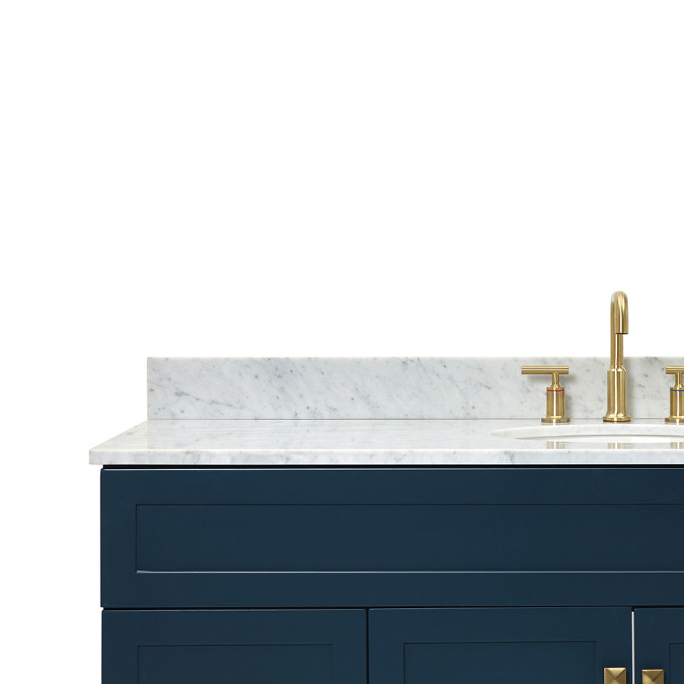 Ariel Hamlet 61" Oval Sink Bath Vanity, 0.75" Carrara Marble