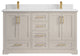 Boston 60" Double Bathroom Vanity in Fine Grain 1.5" White Quartz
