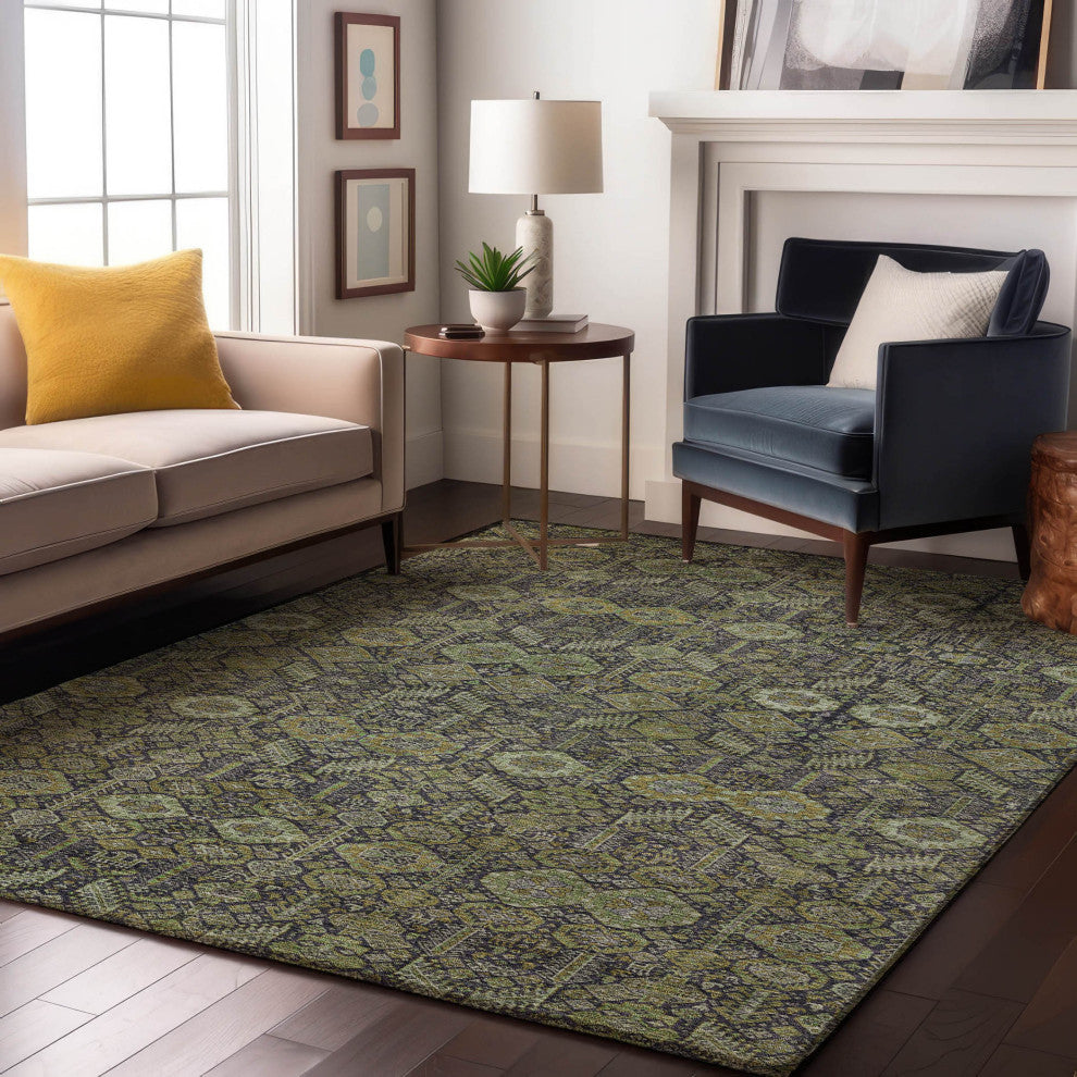 Premium Machine Washable Mayfield AMF574 Green 10' x 14' Rug