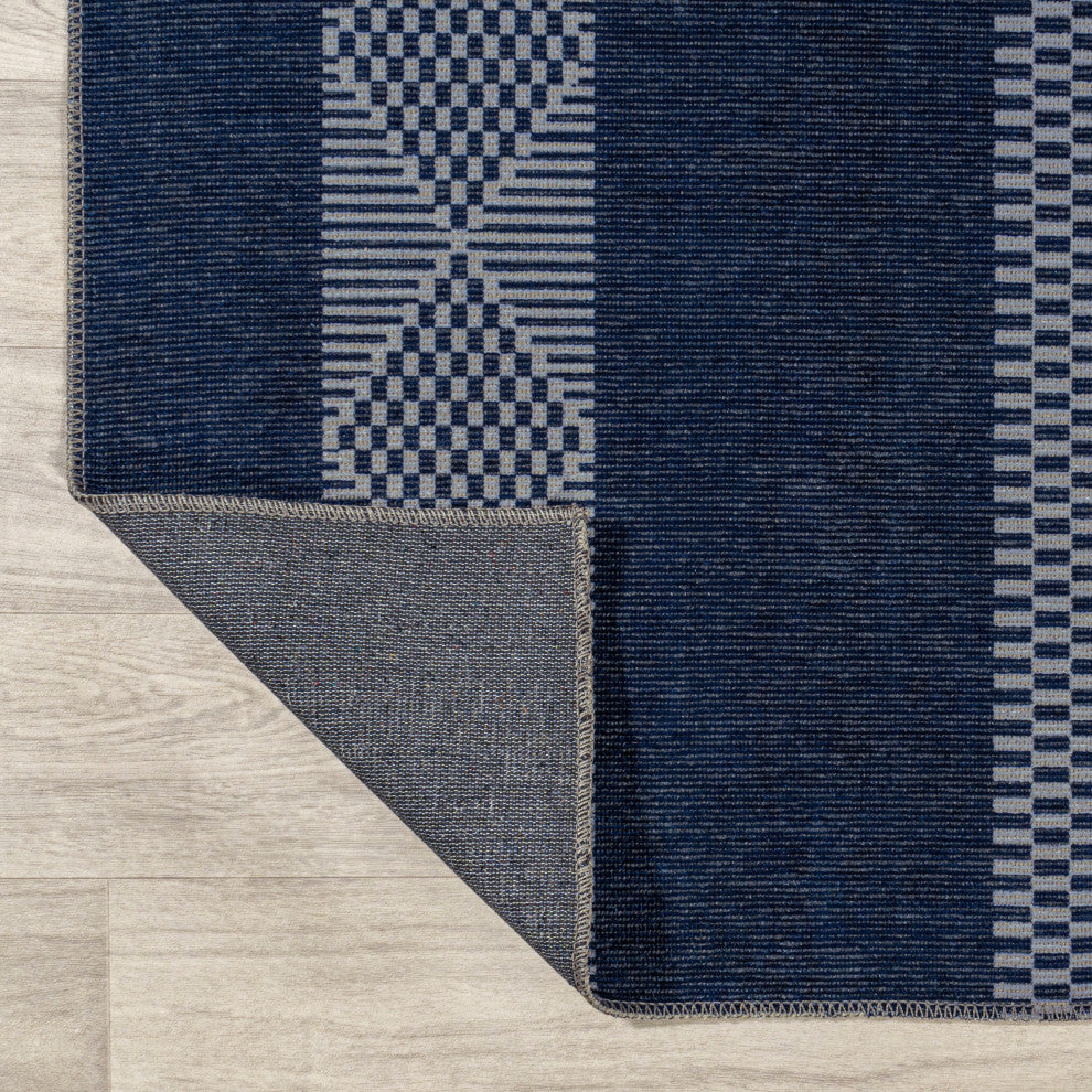 Nautisk Trellis Stripe Machine-Washable Area Rug, 2 X 8