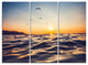 "Orange Tinged Sea Waters at Sunrise" Beach Metal Wall Art, 3 Panels, 36"x28"