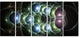 Light Blue 3D Surreal Circles, Abstract Art on Canvas, 60"x28", 5 Panels