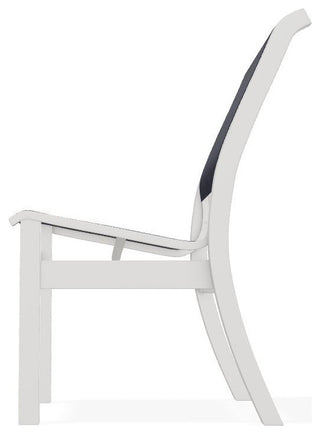 Leeward Sling Stackable Outdoor Dining Chair, Moments Navy/Snow