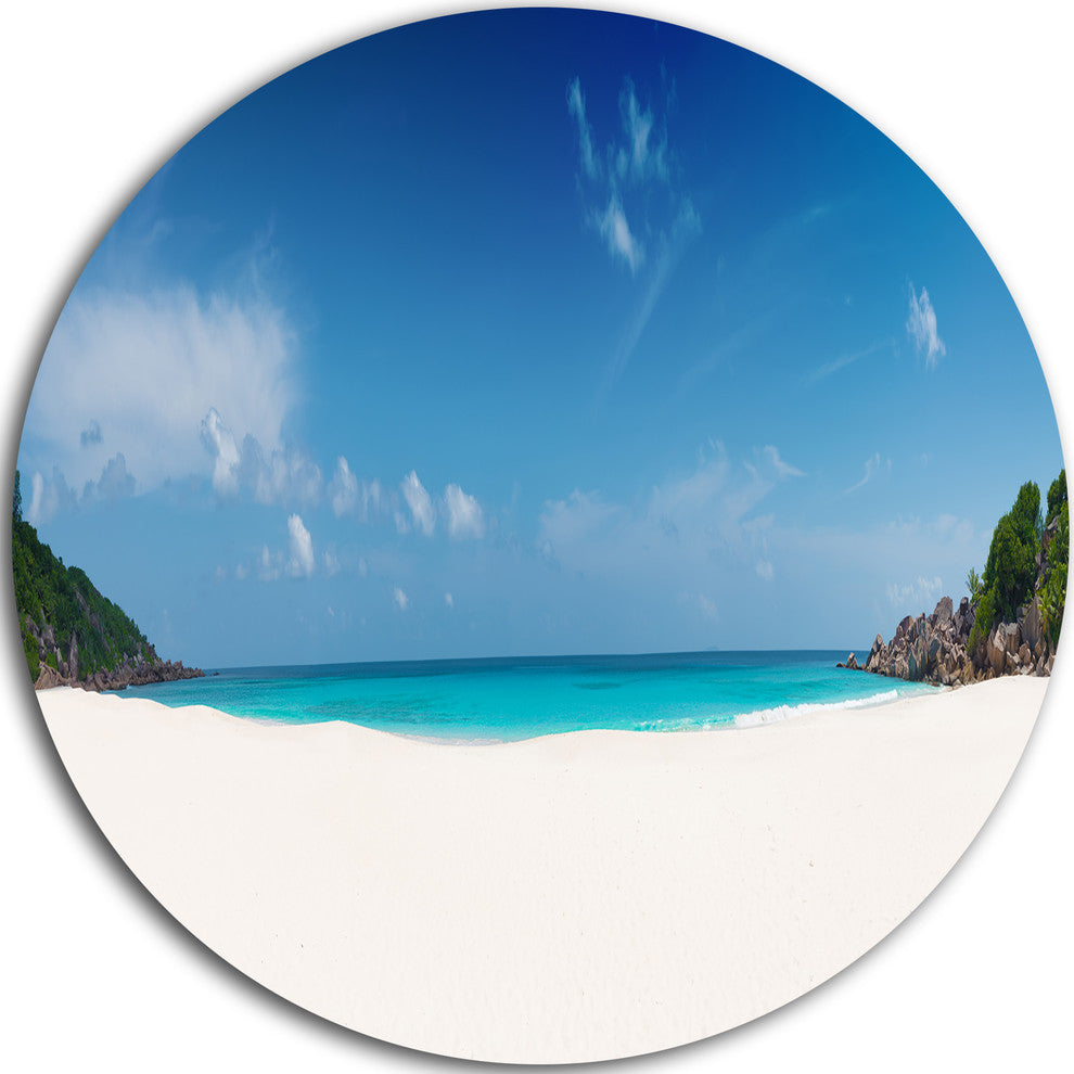 Petite Anse Beach La Digue Island, Seashore Round Wall Art, 11"