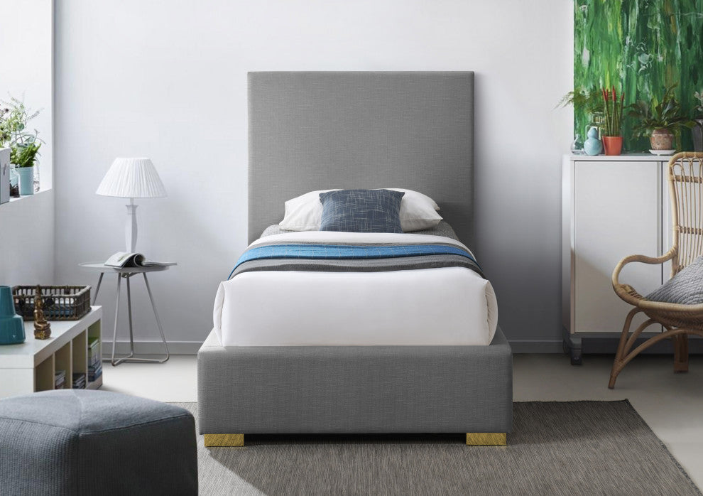 Crosby Linen Upholstered Bed, Gray, Twin