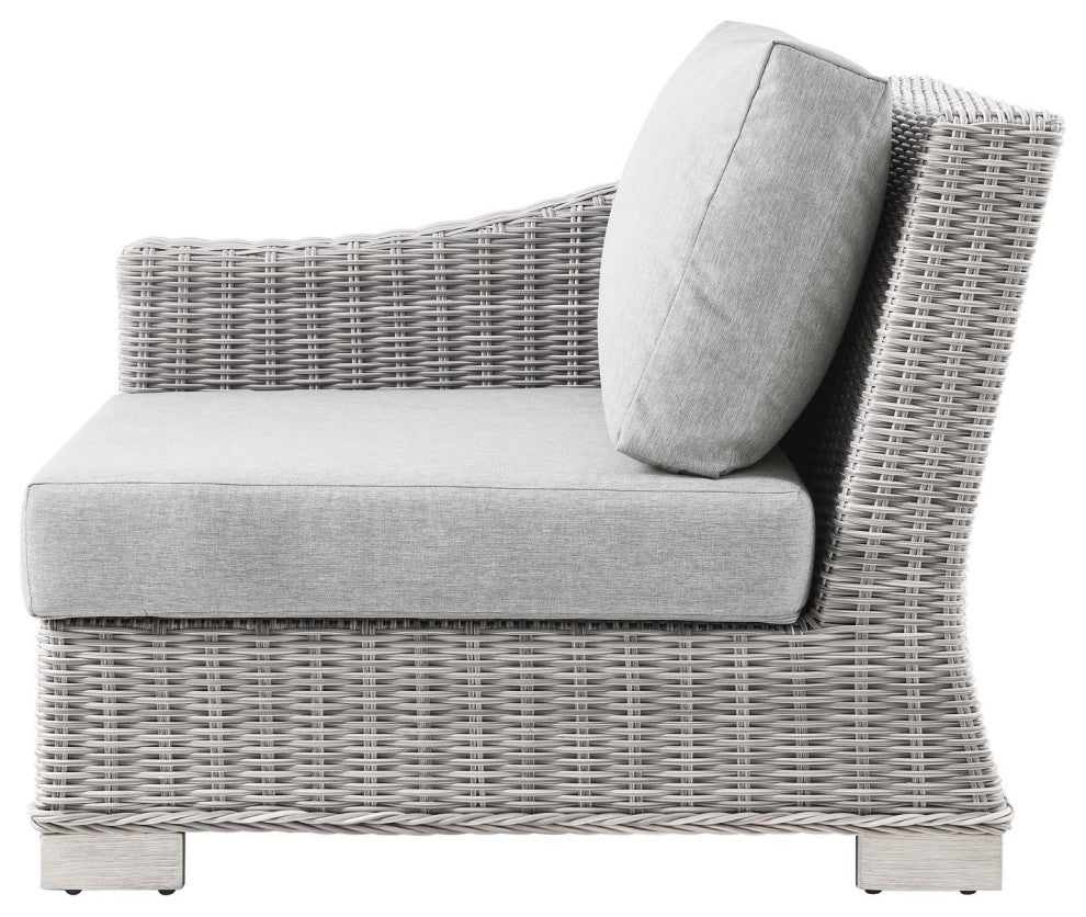 Lounge Sectional Sofa Chair Table Set, Rattan, Wicker, Gray, Outdoor
