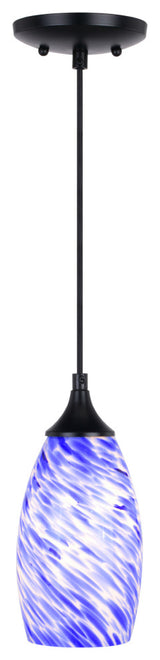 Milano 4.75" Mini Pendant Azzura Glass Matte Black