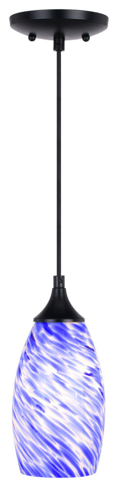 Milano 4.75" Mini Pendant Azzura Glass Matte Black