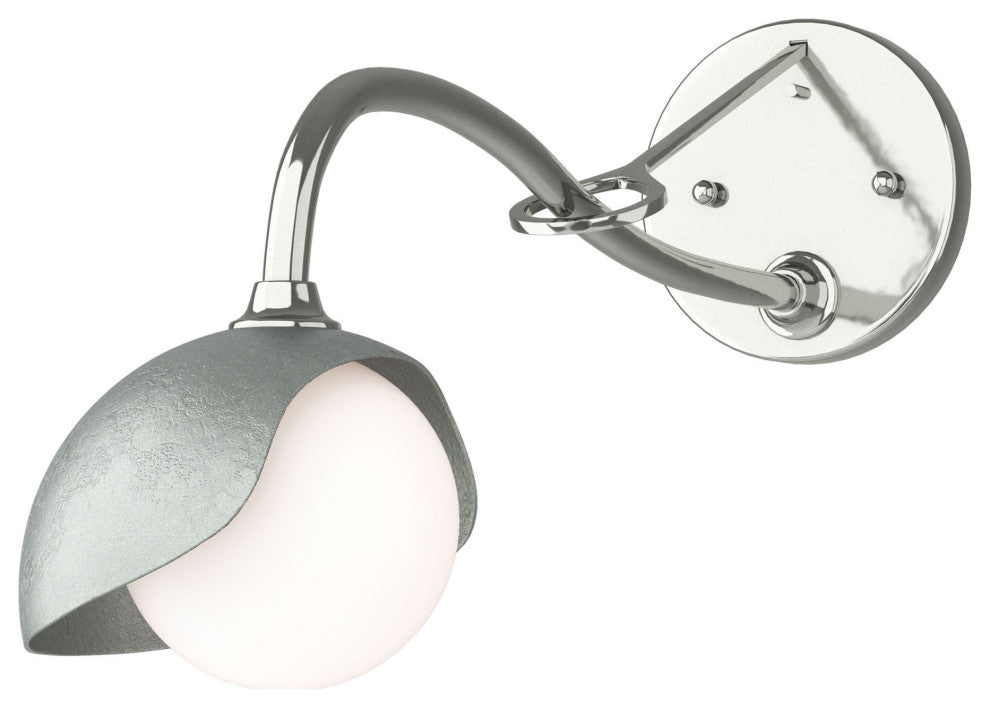 Brooklyn 1-Light Single Shade Sconce, Sterling, Vintage Platinum, Opal Glass