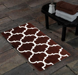 Cotton Dual Color Geometric Pattern Bath Rug, Chocolate/Ivory, 50"x30"