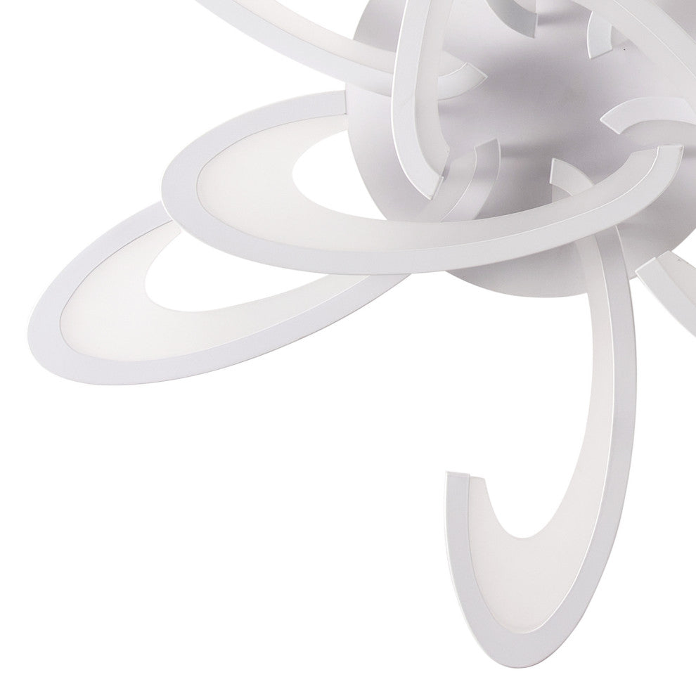 White 9-Light Petal Shaped LED Semi Flush Mount Ceiling Lighting