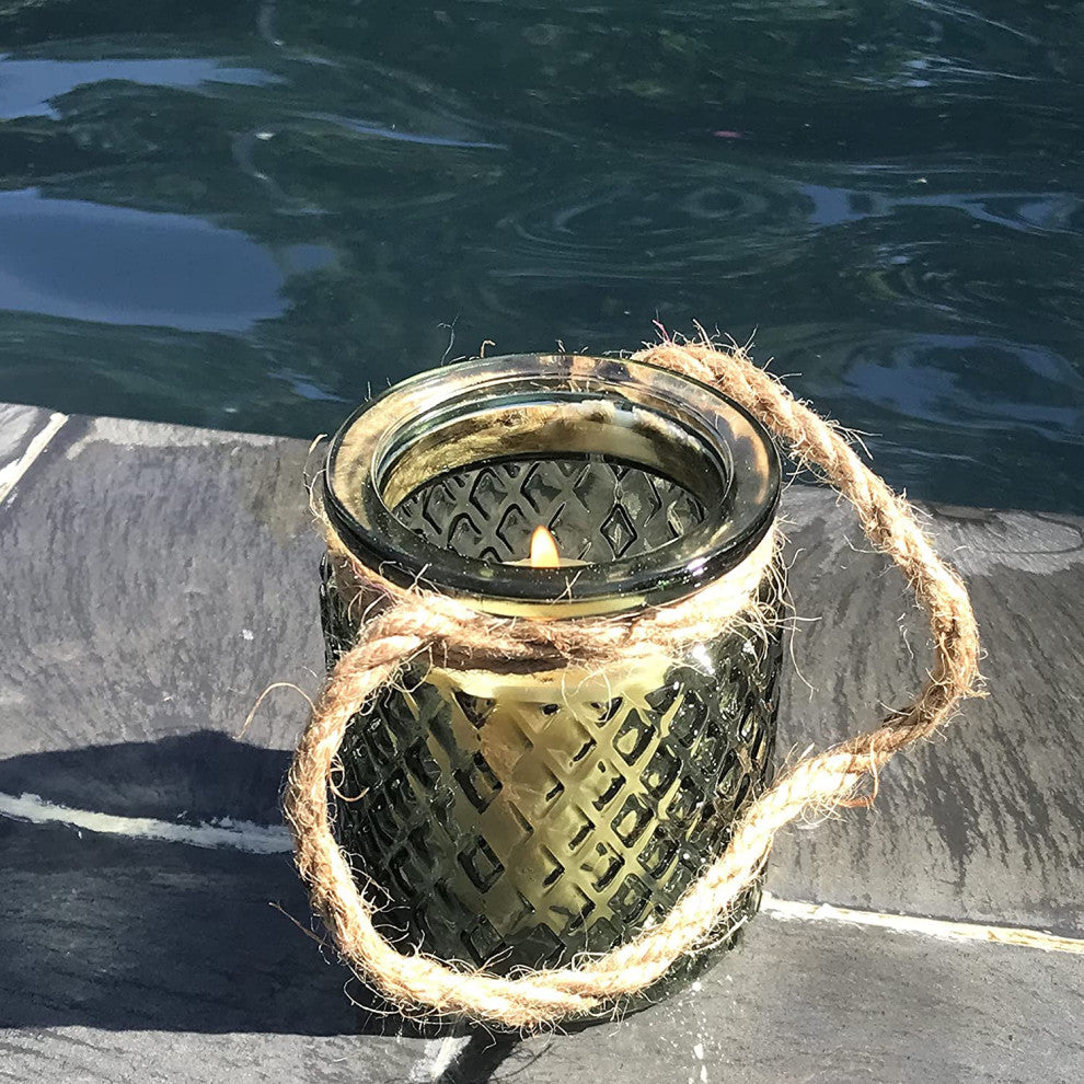 Rope Wrapped Glass Hurricanes, 3.5 "