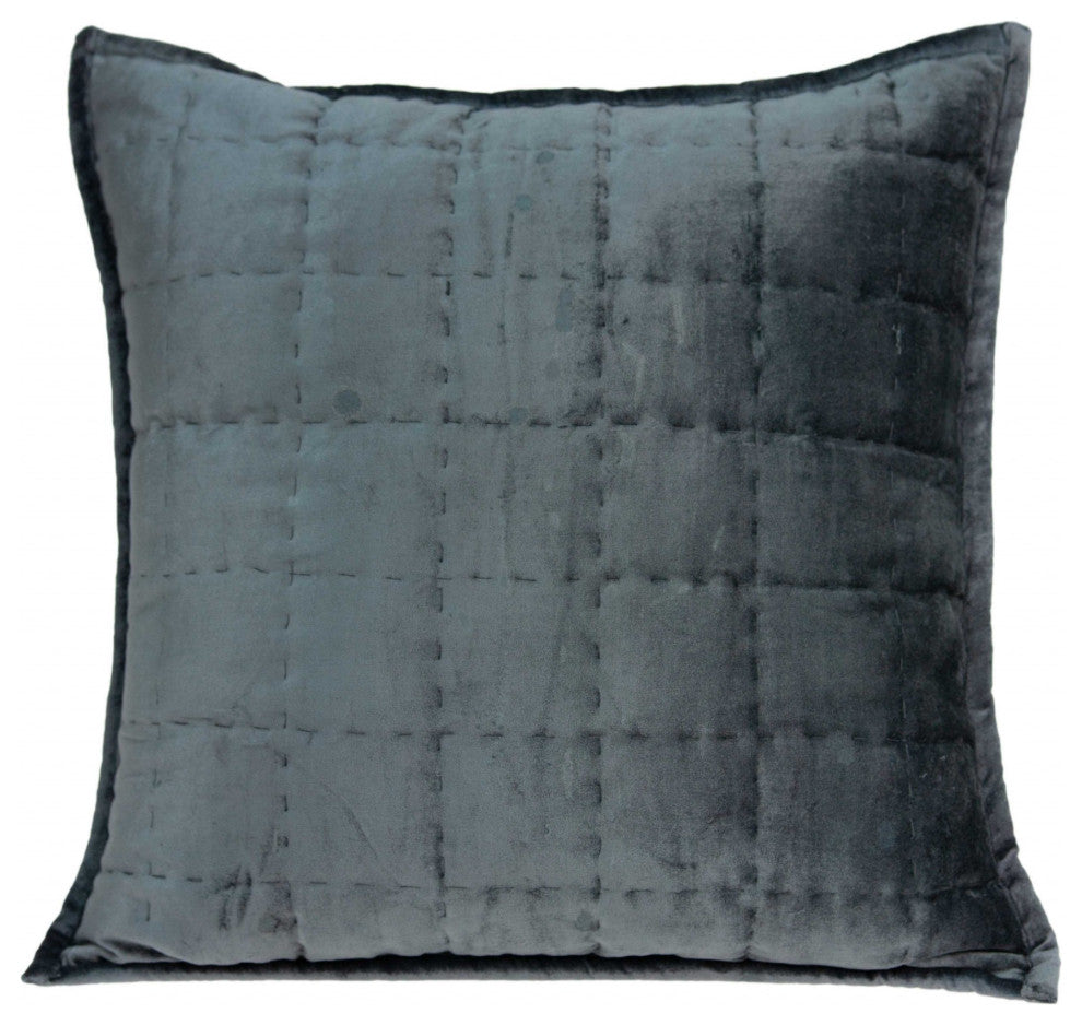 HomeRoots Super Soft Charcoal Solid Quilted Pillow Cover