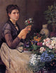 Otto Scholderer Girl Cutting Flowers, 21"x28" Wall Decal Print