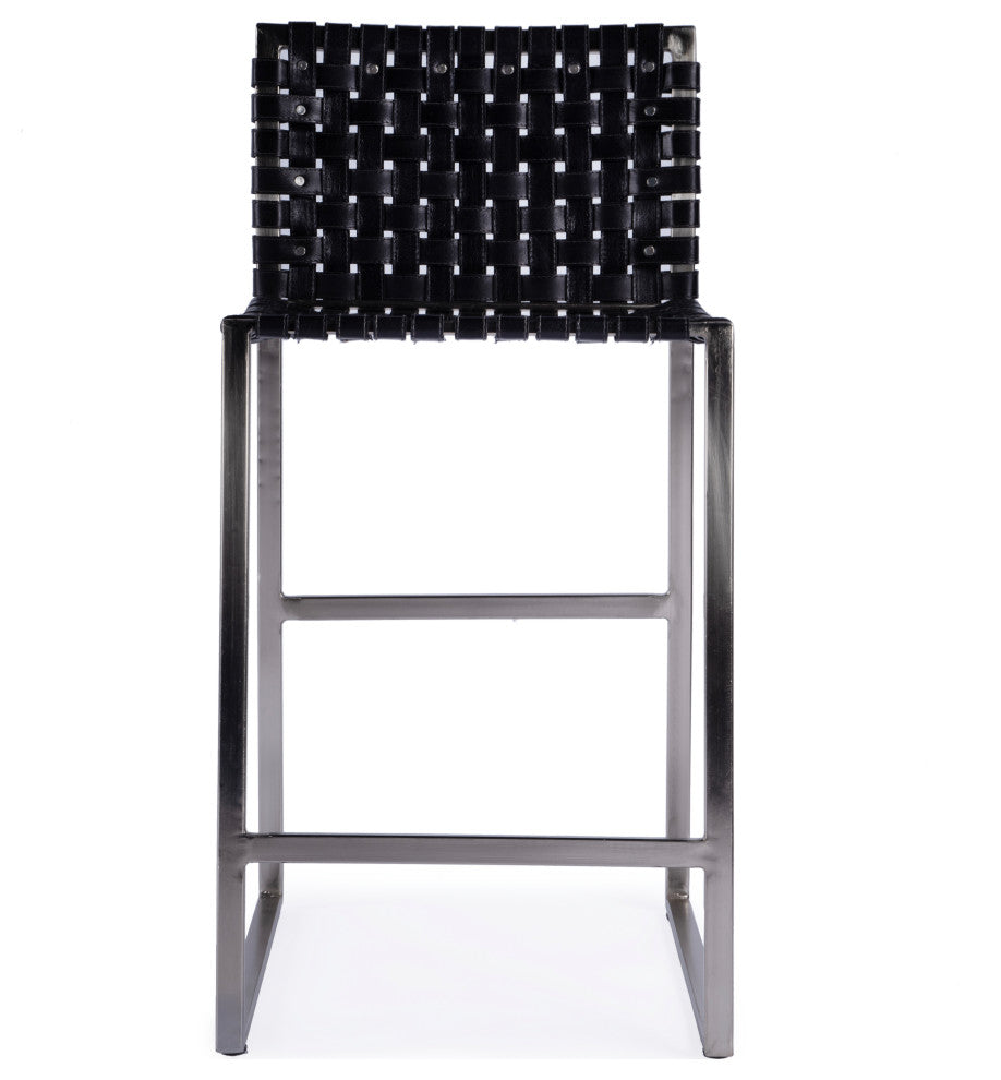 Urban Woven Leather 25" Counter Stool, Black