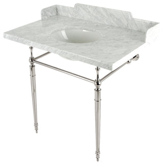 Kingston Brass LMS3622M86 36" Carrara Marble Console Sink, Legs