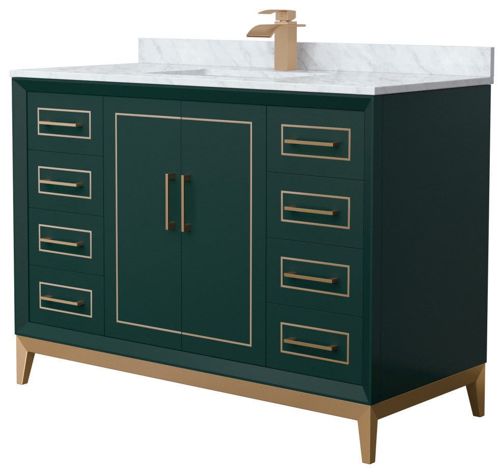 Marlena 48" Green Single Vanity, Top, Bronze Trim