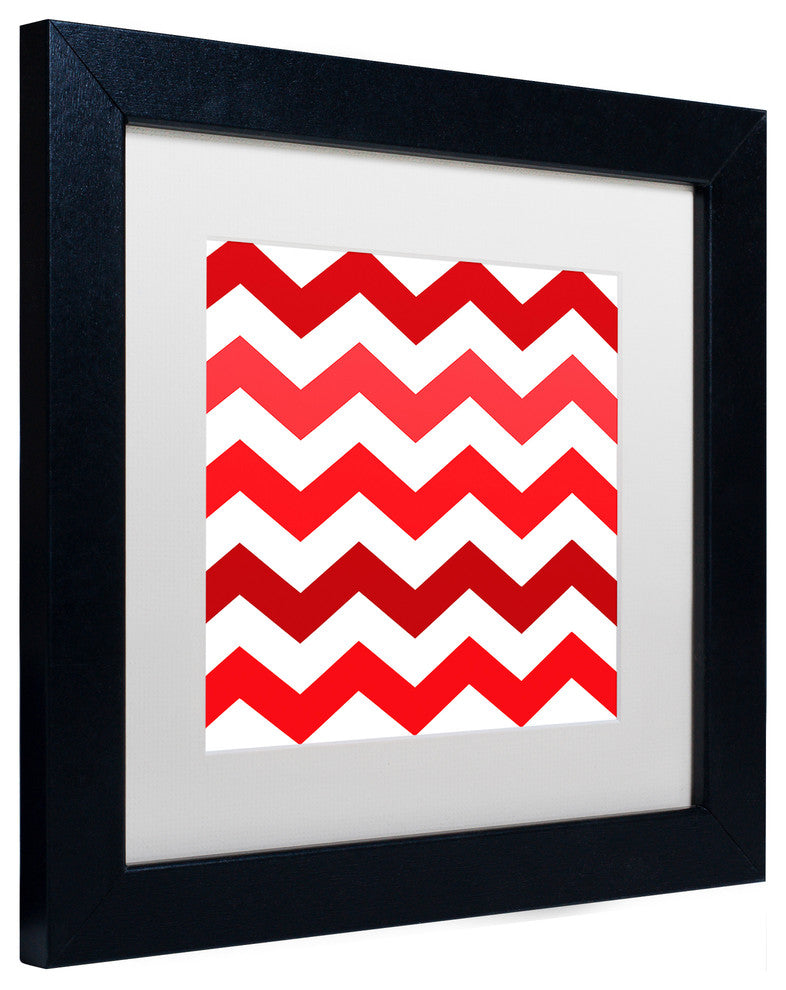 Color Bakery 'Xmas Chevron 2' Matted Framed Art, Black Frame, White Mat, 11x11