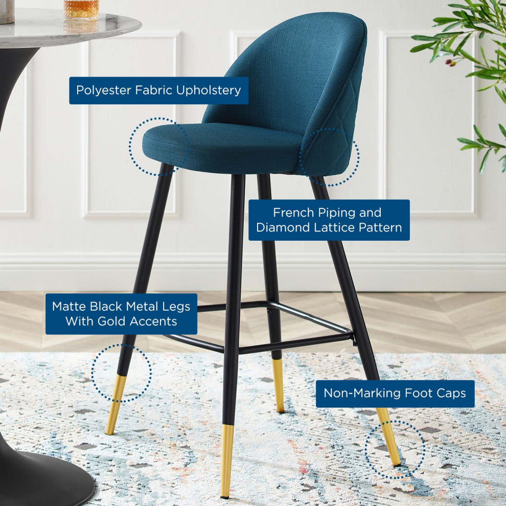 Cordial Fabric Bar Stools Set of 2, Azure