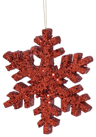 Vickerman Outdoor Glitter Snowflake Ornament, Red, 8"