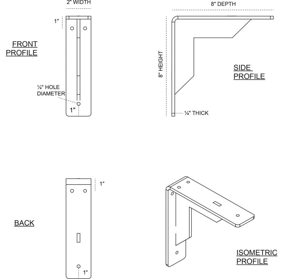 2"x8"x8" Stockport Bracket, Steel