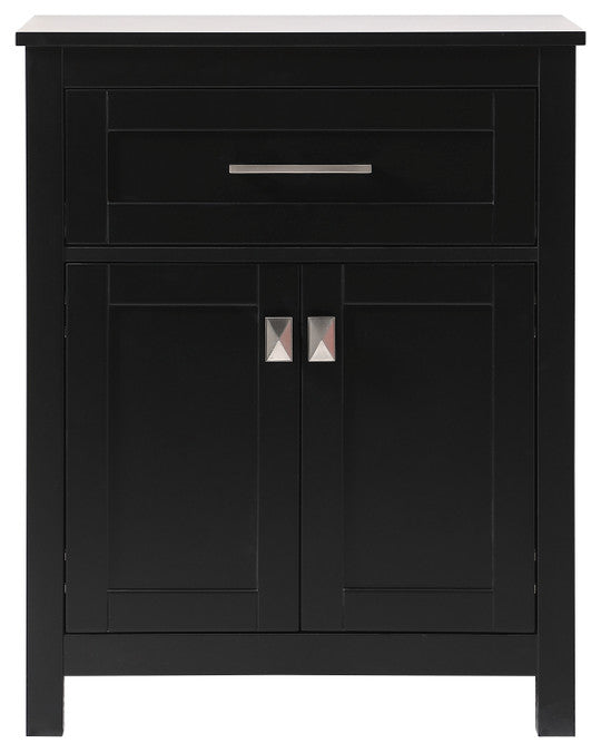 24" Wide Bathroom Storage Freestanding Cabinet, Black