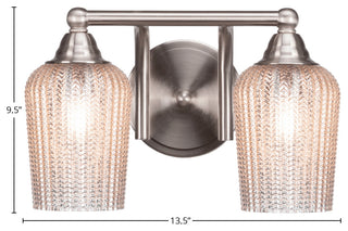 Paramount 2-Light Bath Bar, Brushed Nickel, 5" Silver Textured Glass