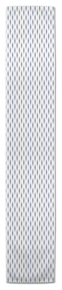 Indigo Leaf Pattern 16x72 Poly Twill Table Runner