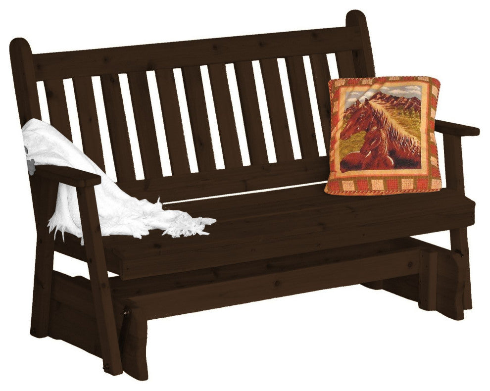 Cedar Traditional English Glider, Walnut Stain, 6 Foot