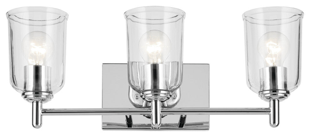 Shailene 21" 3-Light Vanity Light With Clear Glass, Chrome