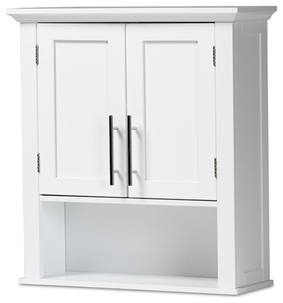 Turner White Finished Wood 2-Door Bathroom Wall Storage Cabinet