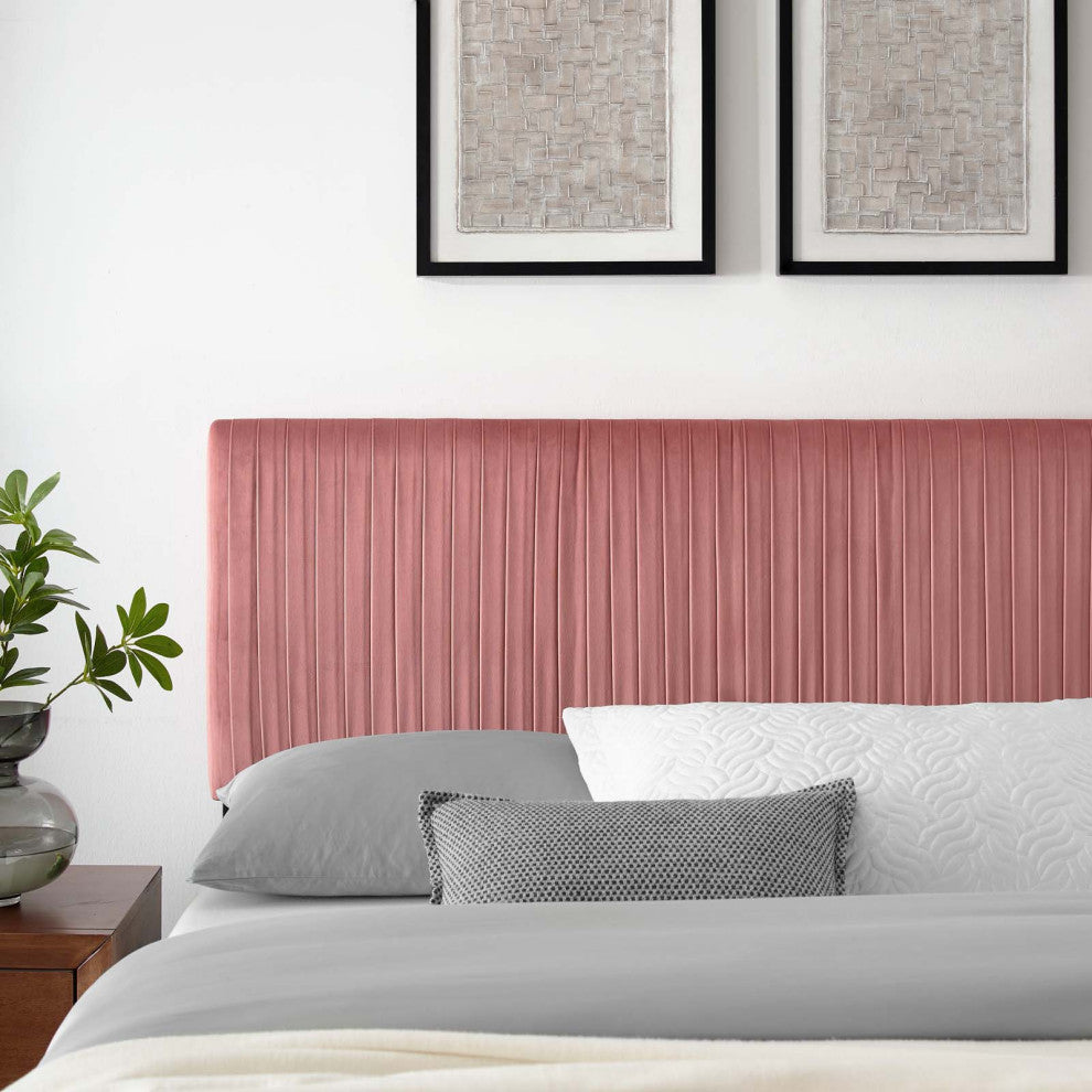 Tufted Headboard, Full Queen Size, Velvet, Pink, Modern Contemporary, Bedroom