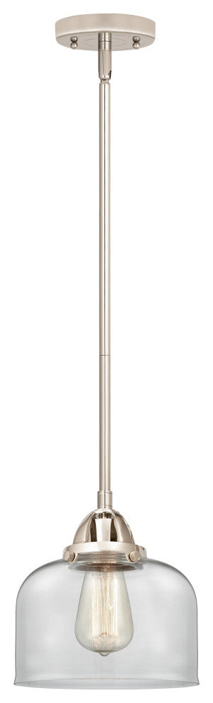 Large Bell Mini Pendant, Polished Nickel, Clear, Clear