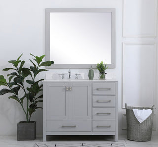Iris 42" Single Bathroom Vanity, Gray With Backsplash
