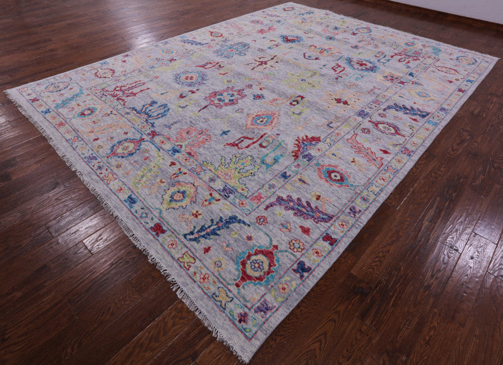 10' 4" X 13' 11" Hand-Knotted Turkish Oushak Rug - Q16104