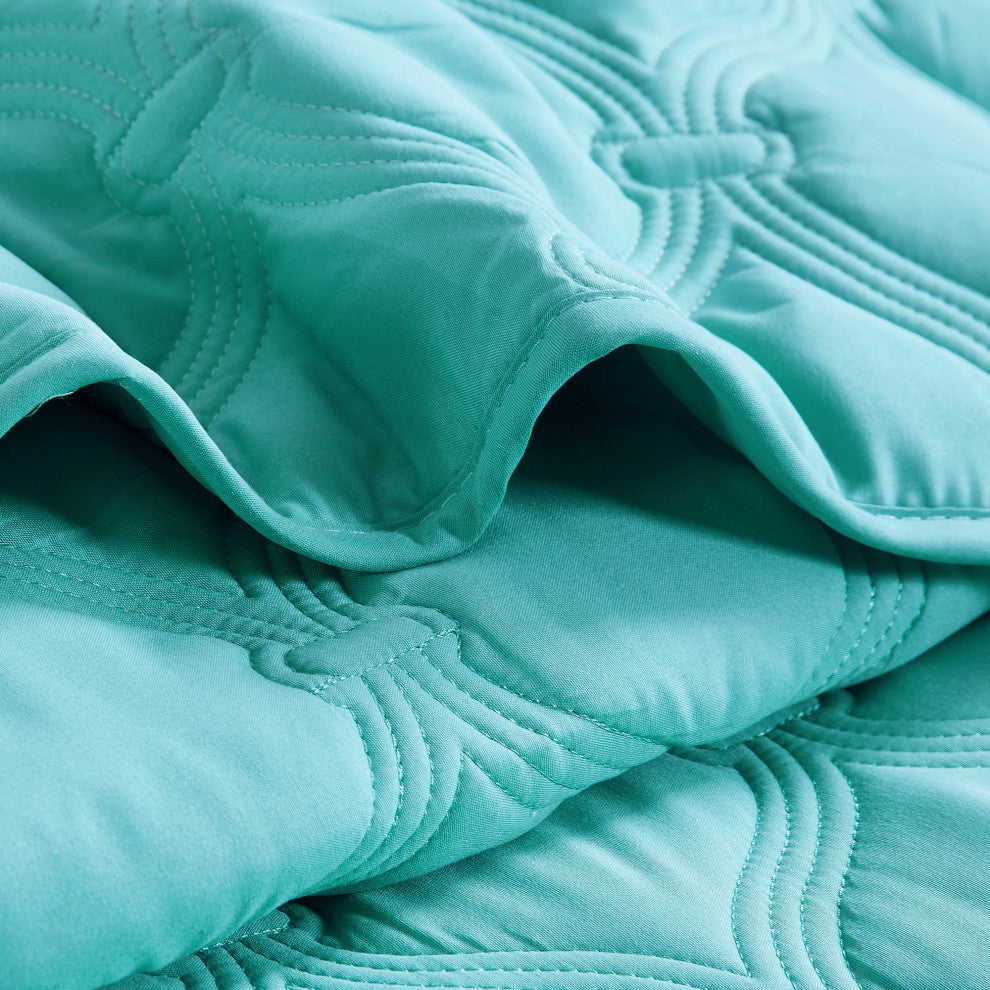 Bradly Down Alternative Quilted Bed Spread Set, Teal, Twin