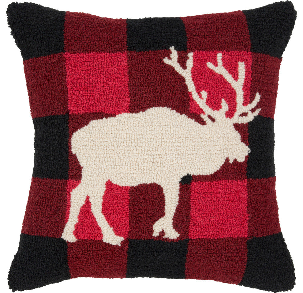 Surya Winter WIT-024 14"x22" Pillow Cover, Beige/Black/Red